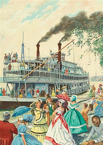 ARTHUR DE KUH. Riverboat Scene.